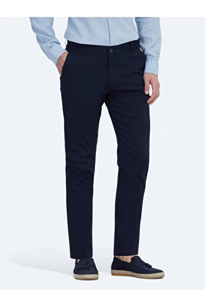 Kip Παντελόνι από βαμβακερό μείγμα καθημερινής εφαρμογής με υφή Navy Blue
