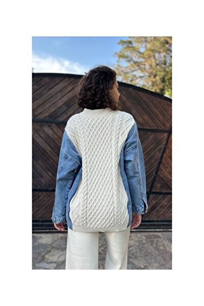 NEWCO Custom Designed Knitted Sweater with Denim Details