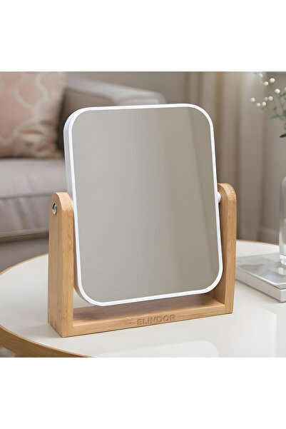 Elindor ® Cosmetic Makeup Mirror, 3X Magnifying Magnifier, 360 Rotation, Bamboo Base, White