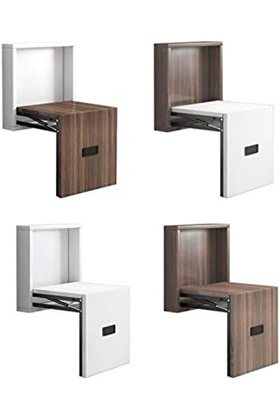 Generic Simple Wooden Folding Wall-mounted Home Footstool Aisle Invisible Shoe Stool (Warm White Cabinet + W