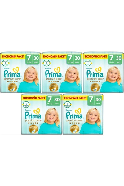 Prima Premium Care Bebek Bezi Beden:7 (15+KG) XXX Large 150 Adet Mega Ekonomik Pk