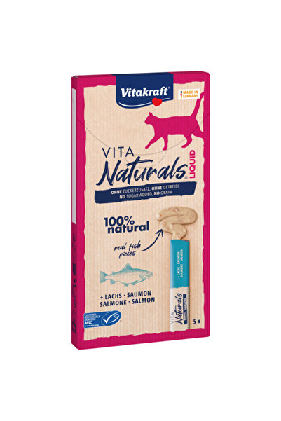 Vitakraft فيتا ناتشورالز، وجبة خفيفة سائلة من سمك السلمون MSC، 5 قطع