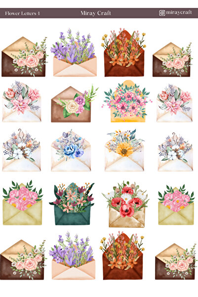 MirayDesign ملصق بتصميم الحروف الزهرية مقاس 12*17 سم / لألبومات القصاصات، دفتر الملاحظات، المخطط، دفتر اليوميات