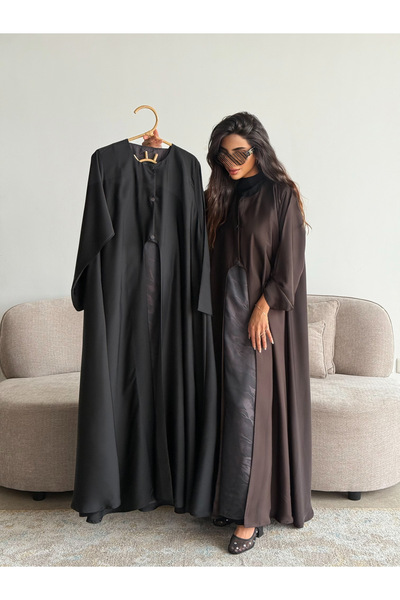 outline Abaya with a dress connected by a summer jacquard fabric overlap