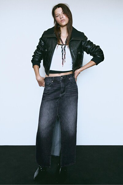 Stradivarius Loose-fitting denim midi skirt