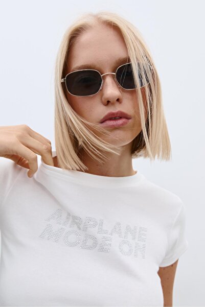 Stradivarius Fitted T-shirt with rhinestones