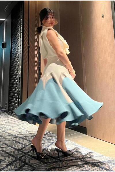 latieen فستان ميد اوف شولدر ناعم