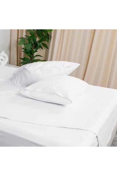 Bed N Home SA Flat bed sheet set, white, 100% Egyptian cotton, 250 thread count, 2 pillowcases, 270*280 cm