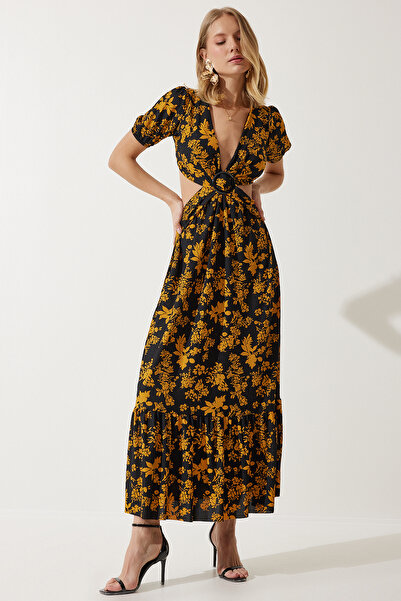 Lovelyİstanbul Πλεκτό φόρεμα με μοτίβο με λεπτομέρεια παραθύρου και πόρπη LMC...