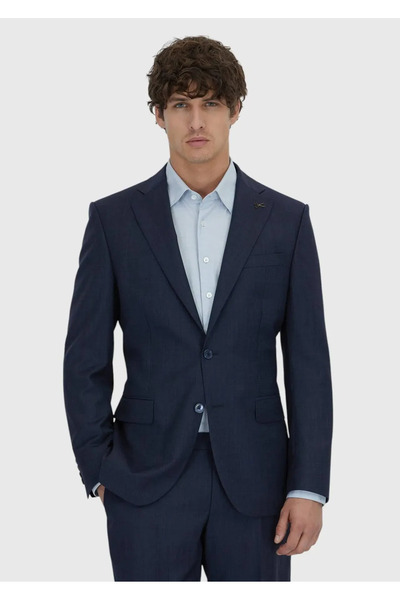 Ramsey Lacivert Mikro Modern Fit %100 Yün Takım Elbise