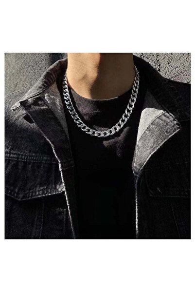 Pursehuit Colier cubanez bărbătesc, argint, oțel inoxidabil, placat cu aur de...