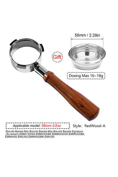 Choice3 58MM 3Ear-Rosewood A 58mm 3 Ears Coffee Bottomless Portafilter For Br...