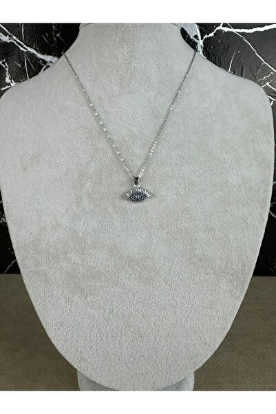 Mutenaura Eye-shaped steel necklace with zircon stones
