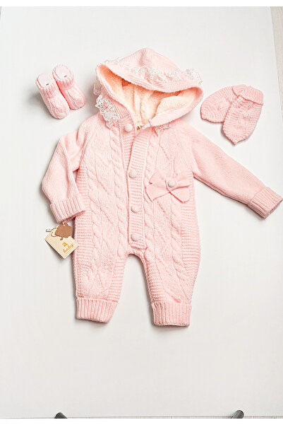 a baby Peluş Astarlı Örgülü Tulum