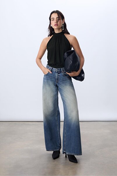 Stradivarius Halter bodysuit with puff sleeves