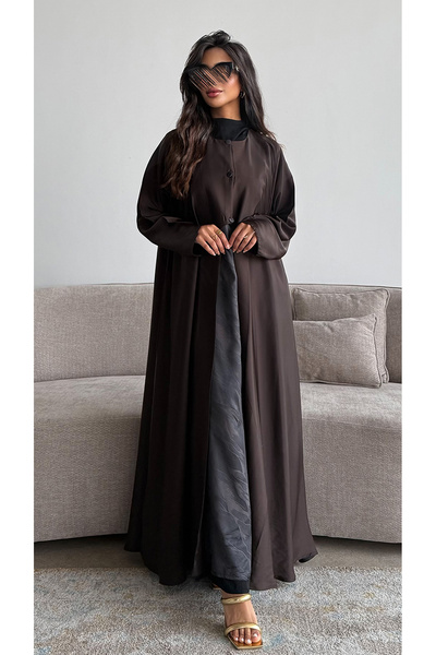 outline Abaya with a dress connected by a summer jacquard fabric overlap