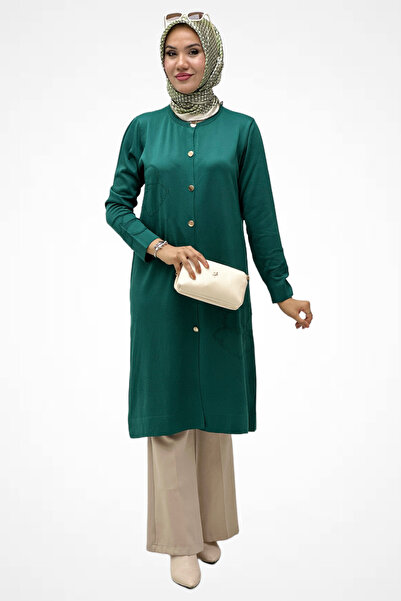 TBT GİYİM Gonca Patterned Cardigan 35210 Green