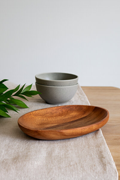 YUNUSOĞLU HOME Oval Wooden Presentation Plate Snack Bowl – Breakfast, Cookie and Snack Serving Plate