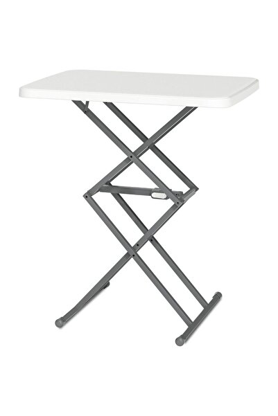 Quasar & Co. Folding table, adjustable height, with phone/tablet holder, metal/ABS, white-gray