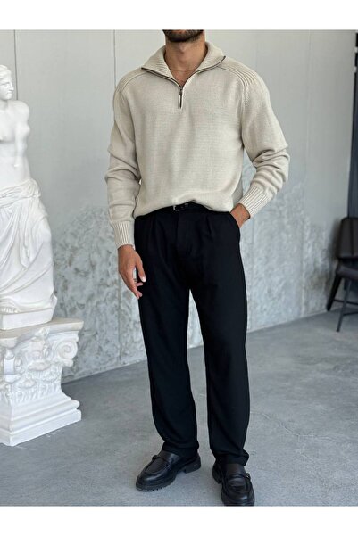 OKSHEN Men's Zippered Knitwear Sweater