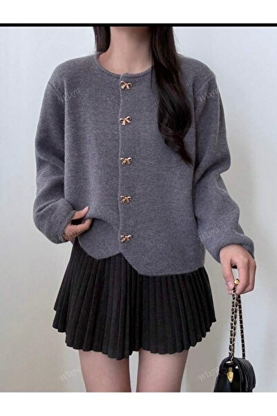 Elysira Γυναικεία κομψή ζακέτα με φιόγκο και κουμπιά