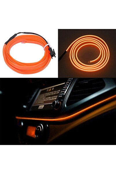 Generic Car LED EL Wire Neon Light Strip with 12V Cigarette Lighter Adapter for Interior Decoration Orange