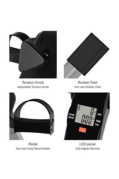 Generic جهاز تمرين صغير قابل للطي مزود بدواسة دراجة مكتبية مصنوع من فولاذ ABS مناسب للمكتب المنزلي واللياقة البدنية