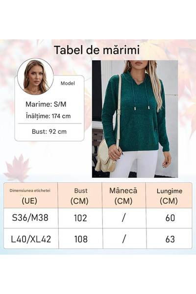 OEM Bluză tricotată lejeră cu mâneci lungi, pulover de damă, albastru XL