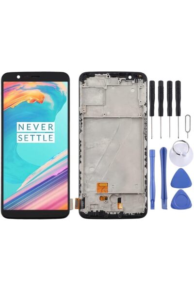 Generic For OnePlus 5T A5010 TFT Material LCD Screen and Digitizer Full Assembly with Frame - Black
