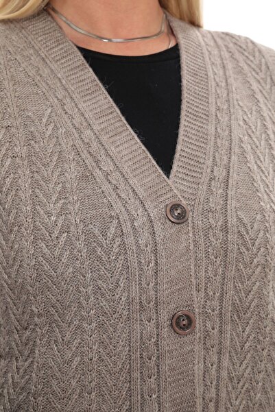 İKSUN Kalın Yünlü Kışlık Triko Cepli Düğmeli Anne Yelek