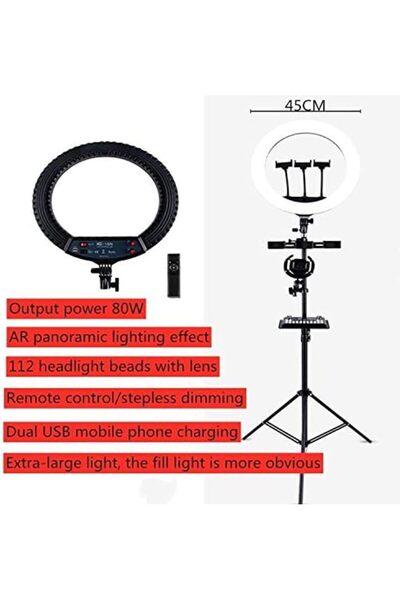 Generic HQ-18N 18 inch 45cm LED Ring Vlogging Photography Video Lights Kits with Remote Control & Phone Clam