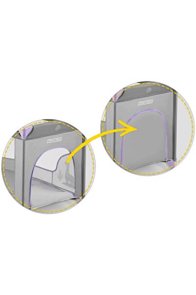 Ricokids Travel cot, foldable, 2 wheels with brakes, side entrance, carrying bag, 125x65x78cm, pocket...