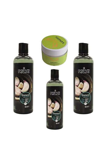 Huncalife Nature Garlic Shampoo 500 ml 3 Pieces Lureva Aloevera Moisturizing Cream 50 ml