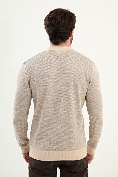 Mcr Ανδρικό πλεκτό πουλόβερ με λαιμόκοψη πόλο με φερμουάρ με υφή - 11567.25K