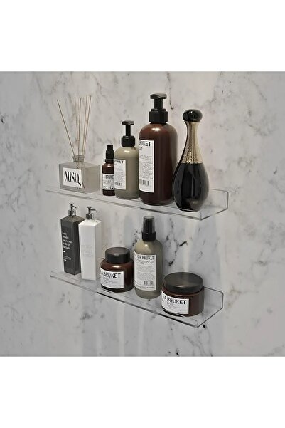 Home 3 Adet Şeffaf Kendinden Yapışkanlı Banyo Mutfak Rafı- Hayalet Raf 10×40 Cm