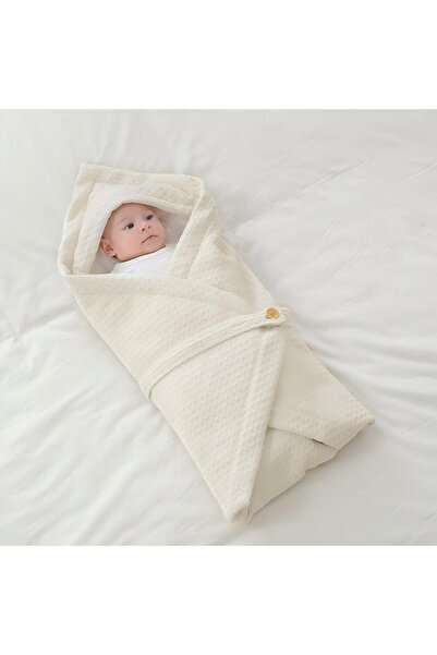 Generic Baby Swaddle Blanket, Soft Knit Sleeping Bag Receiving Blanket Stroller Swaddle Hooded Thick Warm