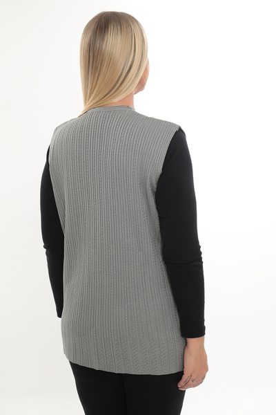 İKSUN Women's Mercerized Pocketed Buttoned Rolax Knitwear Seasonal Mother's Vest