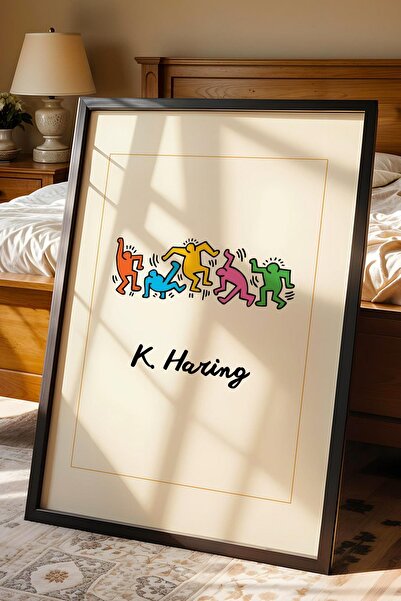 Saturn Keith Haring Dancing Figures Pictură înrămată Figuri care dansează - D...