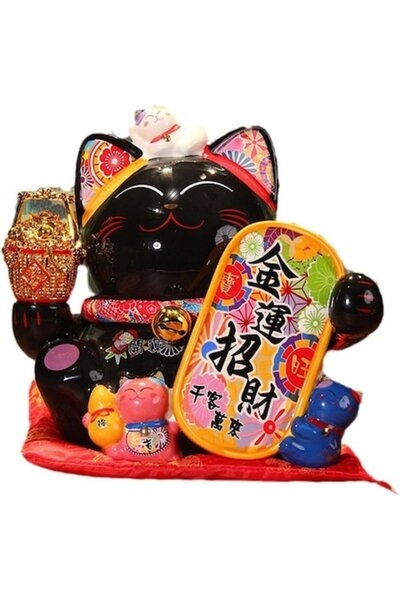 MOBI Pisica Neagră Decorativă a Norocului, a Bogăției și Protecției