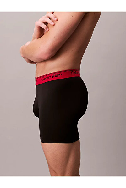 Calvin Klein Erkek Logolu Elastik Bel Bantlı Uzun 3'lü Çok Renkli Boxer LV00NB4410-0AZ