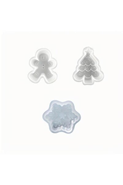 Choice 3 قطع 3 قطع شجرة الصنوبر رجل خبز الزنجبيل ندفة الثلج قالب شمعة سيليكون...