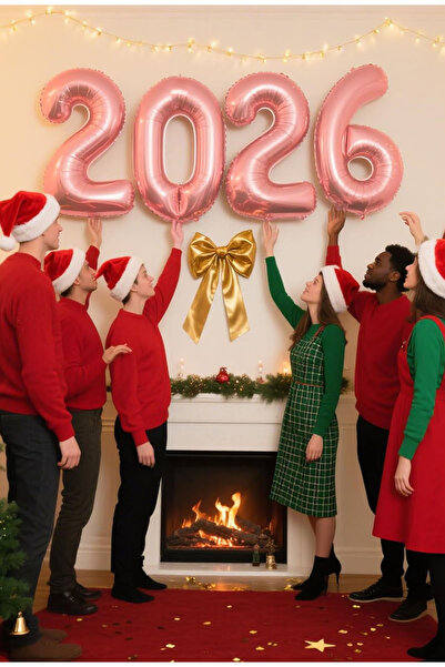 Parti dolabı 2026 New Year Balloon 100 cm Gold Rose Large Size Foil Number Balloon Set New Year Decorative Ornaments