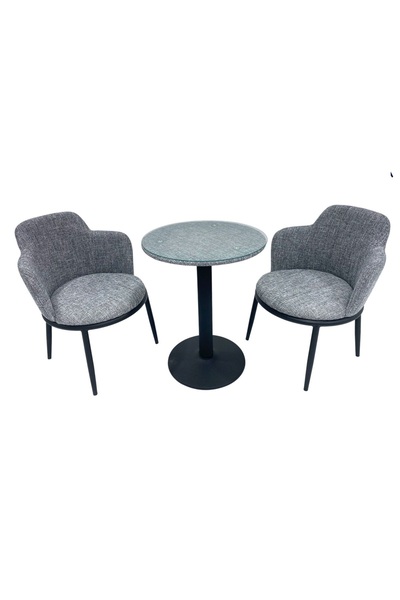 rexa Modern Bistro Set with Glass-Top Table and Upholstered Chairs 75 x 70 x 65cm