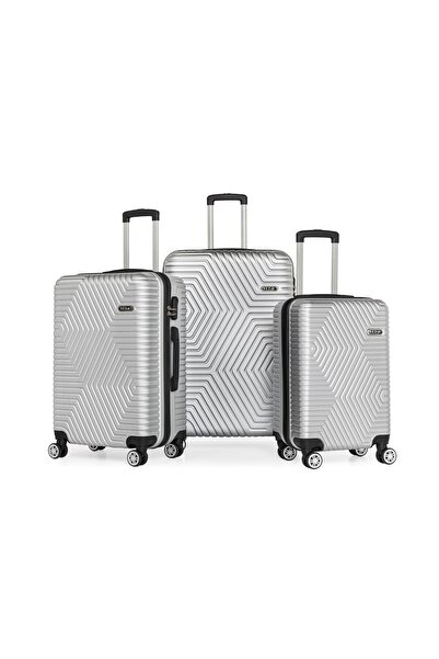 Bezubi Set complet 3 trolere pentru vacanta, POLO, material ABS Anticasabil, argintiu