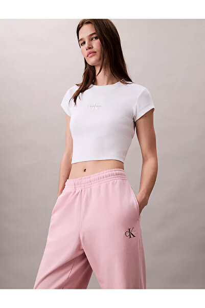Calvin Klein Kadın Normal Kesim Beli ve Paçası Lastikli Pamuk Karışımlı CK Logolu Pembe Eşofman Altı LV047B235G-T