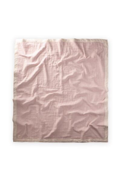 Cigit Thick Double Layer Raw Blanket 85X90 cm Dusty Rose Striped