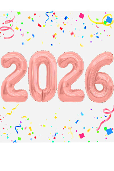 Parti dolabı 2026 New Year Balloon 100 cm Gold Rose Large Size Foil Number Balloon Set New Year Decorative Ornaments