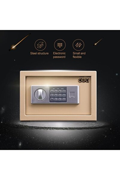 Generic Original For Deli Home Office Hotel Mini Electronic Security Lock Box Wall Cabinet Safety Box (Gold)