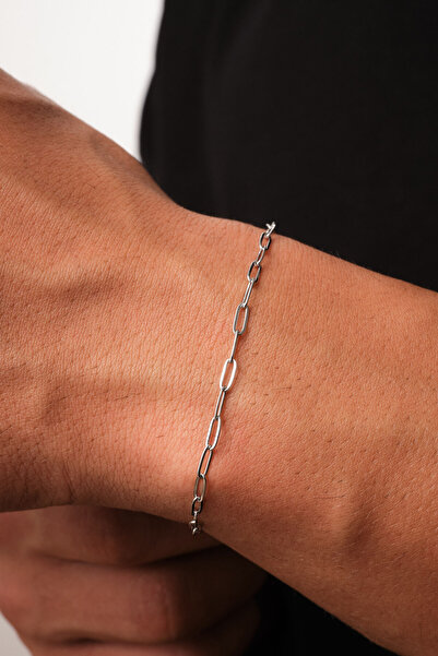 ByFlorya Jewelry Steel Paperclip Oval Men's Chain Bracelet 2mm Tarnish Free Link Chain 20cm