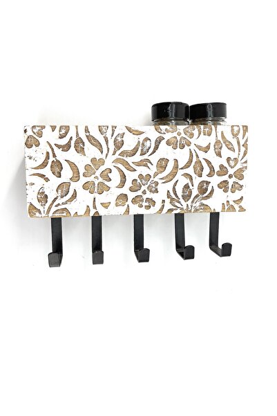 Souq DESIGNS حامل مفاتيح خشبي بخطافات حائط معدنية - خطافات قيادة، متينة ومنظم